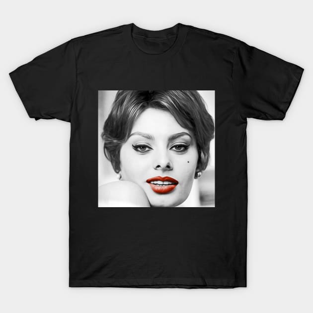 Sophia Loren 'Lips' T-Shirt by SiSuSiSu